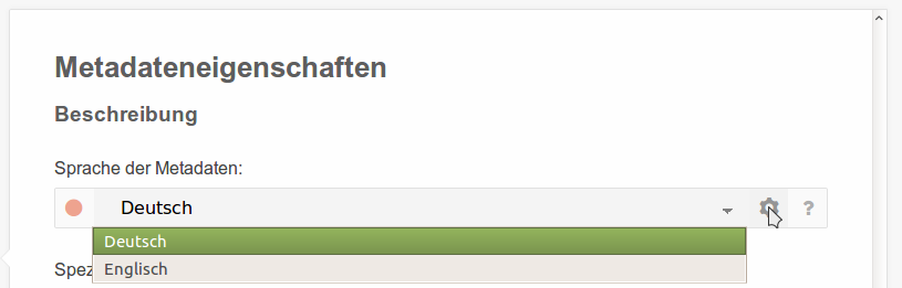 Beispiel Auswahlliste Sprache, Anpasung aus dem Formular