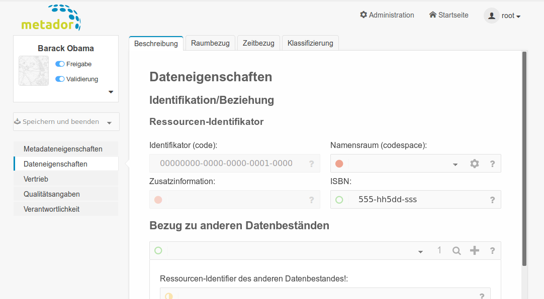 Formular Datensatz Dateneigenschaften Beschreibung
