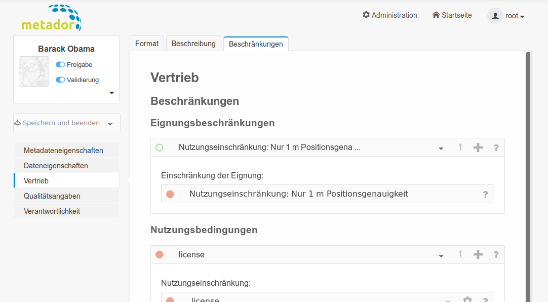Formular Datensatz Vertrieb Beschränkungen